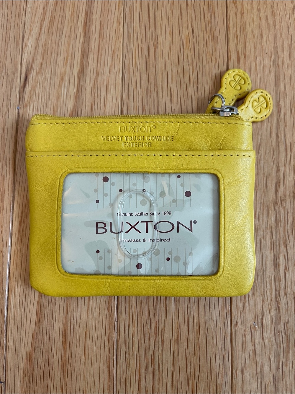 Buxton Yellow Leather ID Zip Card Wallet